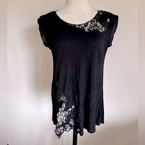 METROPARK Black Lace Blouse Sleeveless Top Medium NWOT